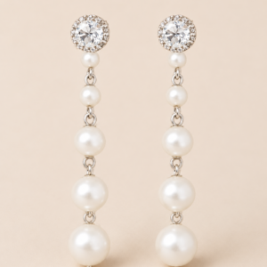 ARETES DE PERLA Y DIAMANTE